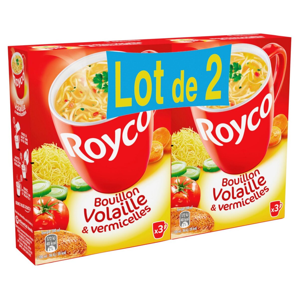 ROYCO Minute soupe bouillon de volaille et vermicelles 6 parts 2x32g