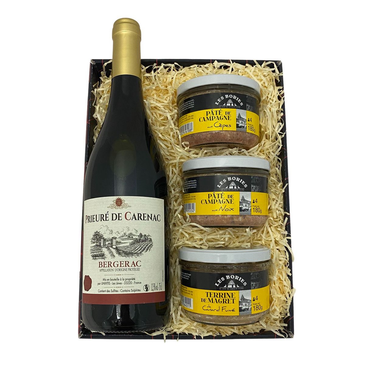 BORIES Coffret la sarladaise vin pâtés de campagne et terrine 4 produits 1 coffret