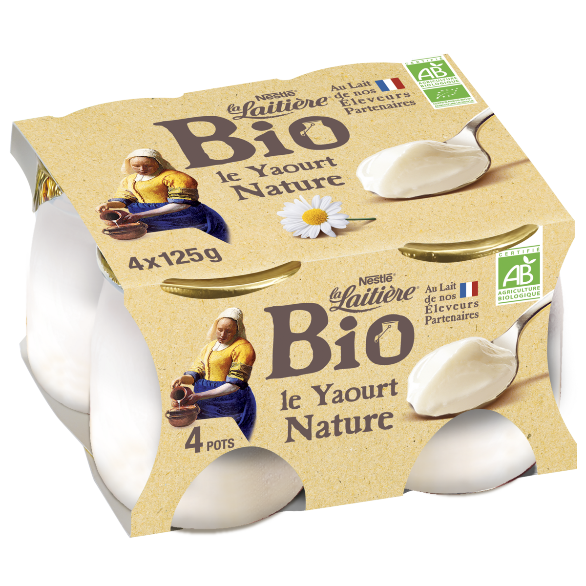 LA LAITIERE Le Yaourt nature bio 4x125g