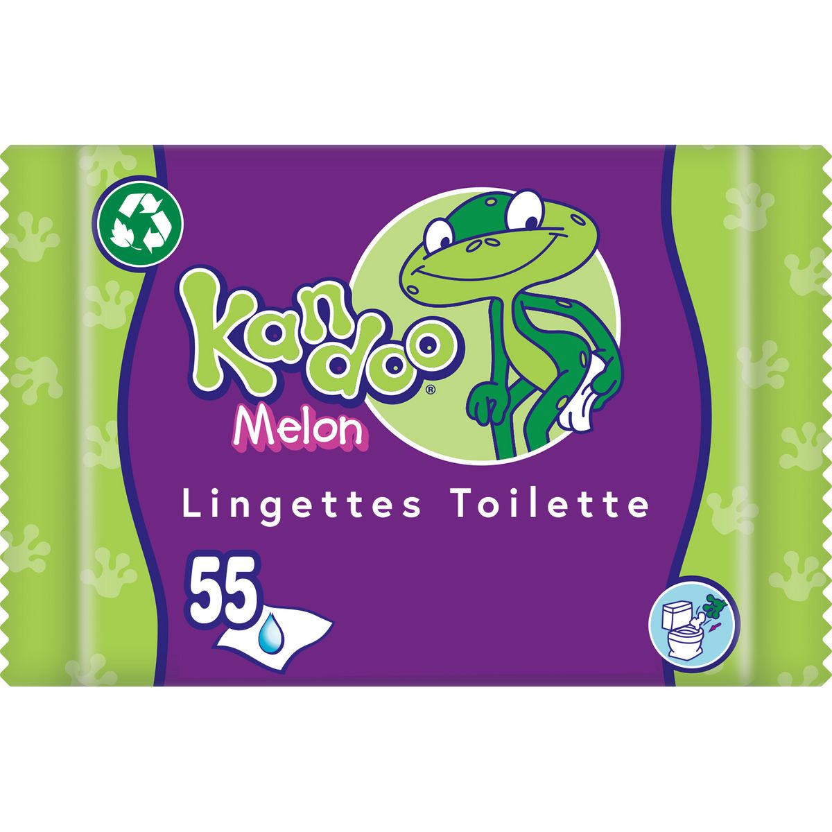 KANDOO Lingettes nettoyantes pour change au melon pour bébé 55 lingettes