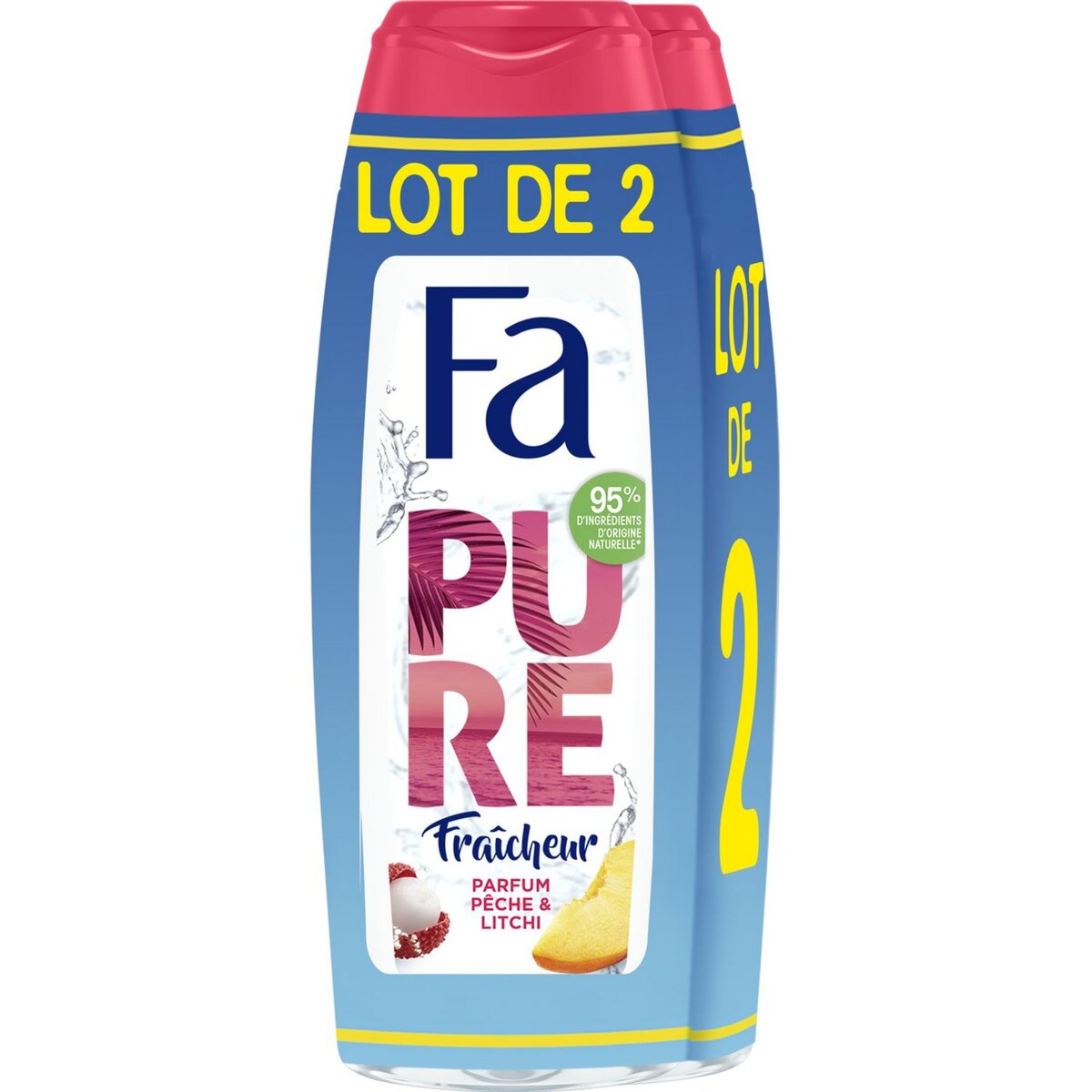 FA Pure Gel douche parfum pèche et litchi 2 pièces 2x250ml