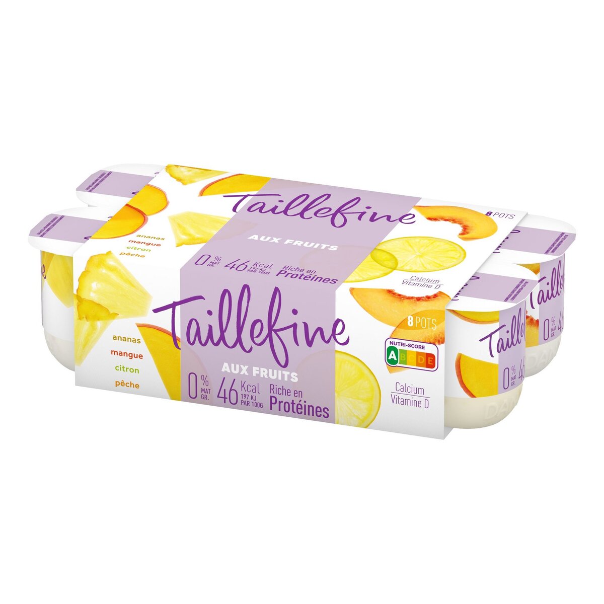TAILLEFINE Yaourt allégé 0% aux fruits jaunes 8x125g