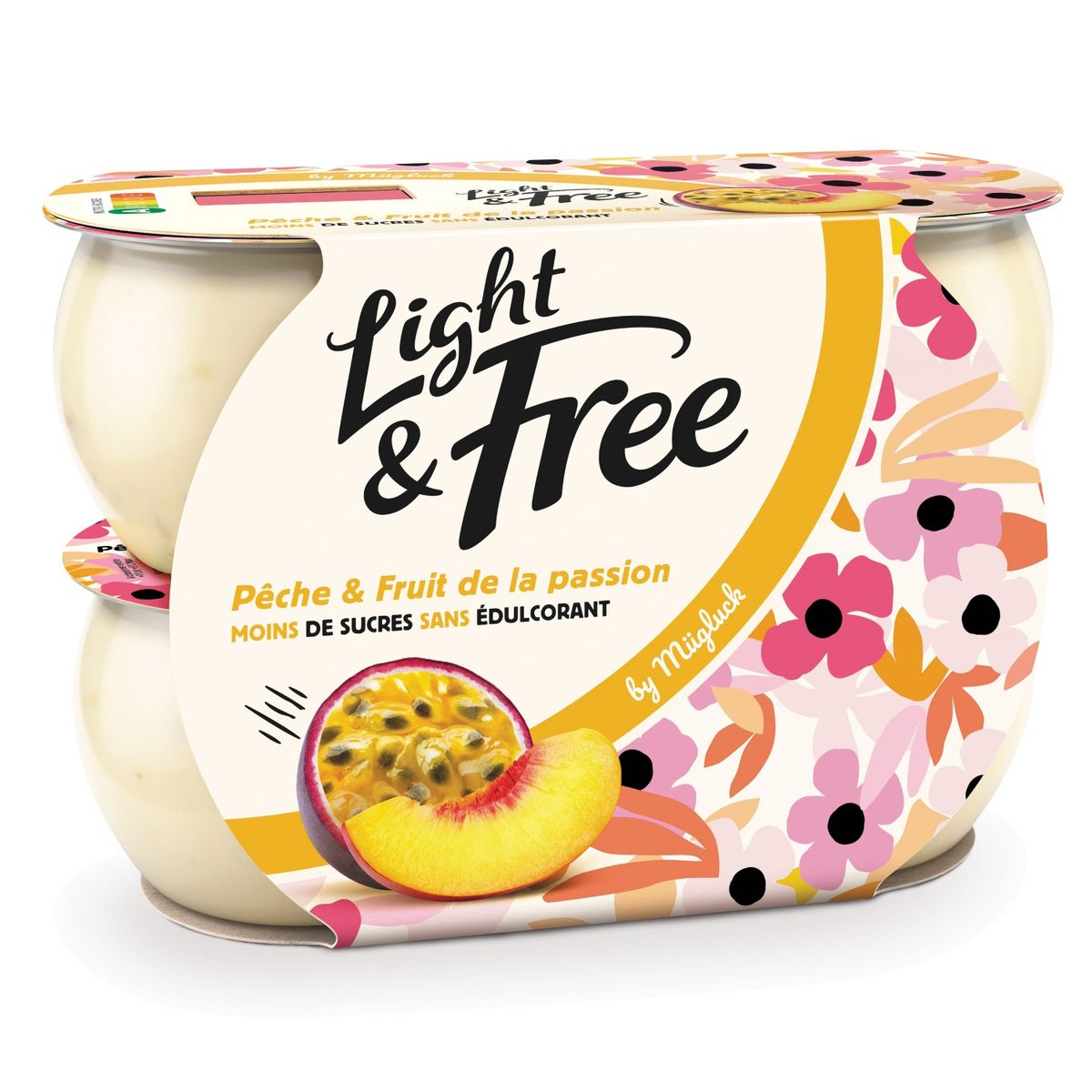LIGHT&FREE Yaourt allégé pêche passion 4x120g