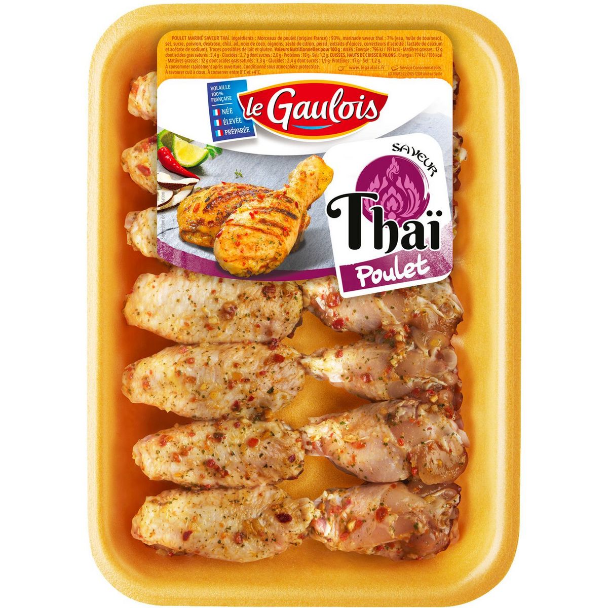 LE GAULOIS Aile de poulet saveur thaï 470g