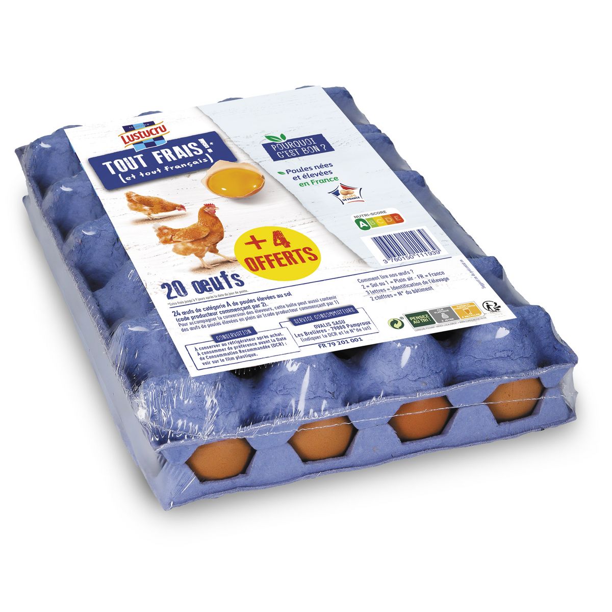 LUSTUCRU Oeufs tout frais 20+4 offerts 24 oeufs