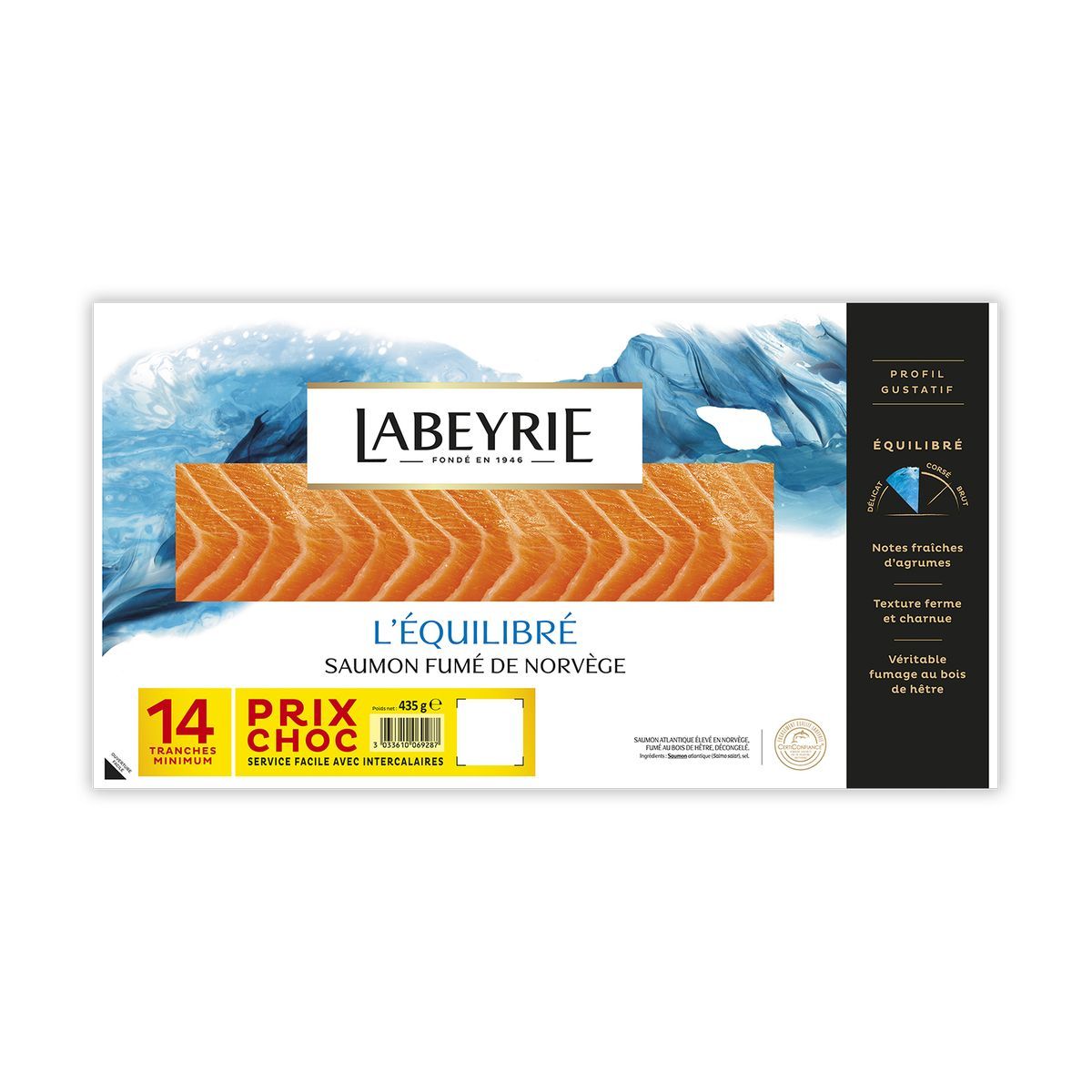 LABEYRIE L'Equilibré Saumon fumé de Norvège 14 tranches 435g