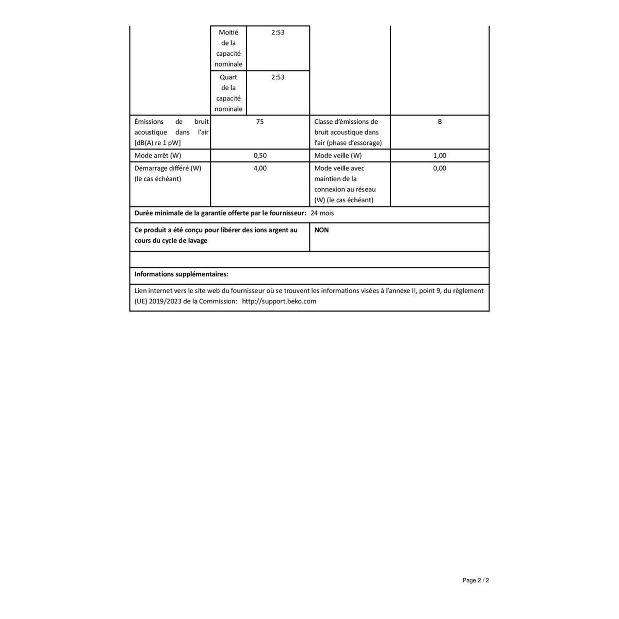 Voir la diapositive 6 : BEKO Lave linge hublot WMB9456, 9 kg, 1400 T/min
