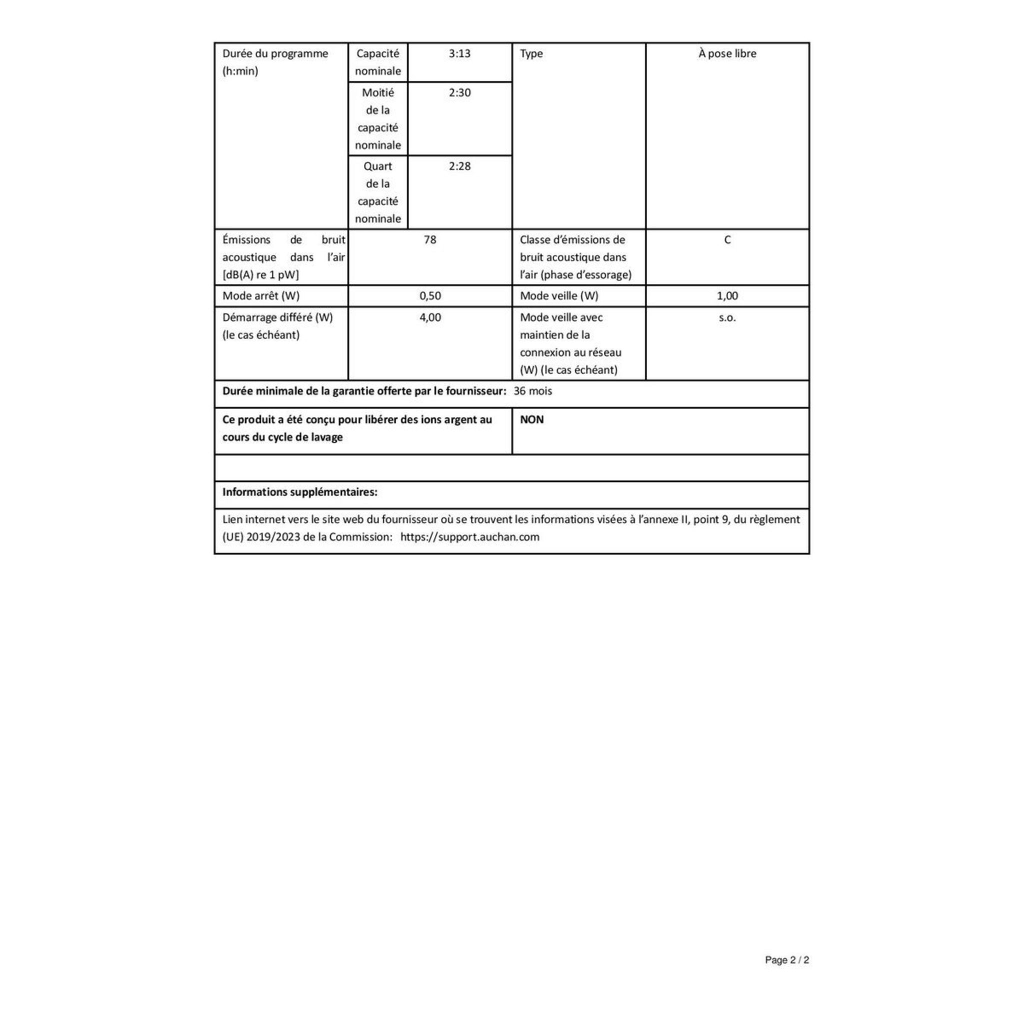 Voir la diapositive 4 : QILIVE Lave linge hublot 600 081 656, 6 kg, 1200 T/min
