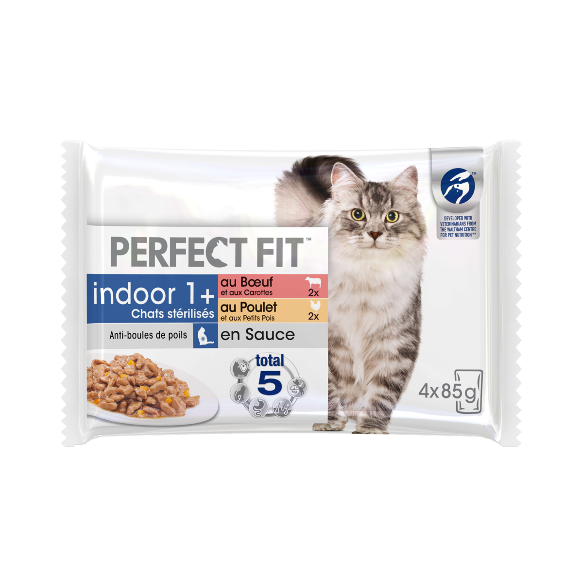 PERFECT FIT Indoor Sachets en sauce 2 variétés chat stérilisé 4x85g
