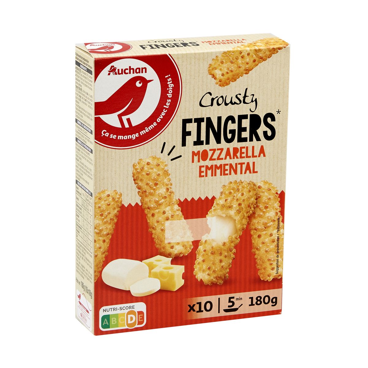 AUCHAN Crousty à l'emmental et mozzarella 180g