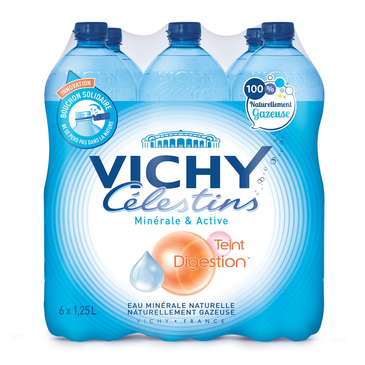 VICHY CELESTINS Eau minérale naturelle gazeuse 6x1,25l