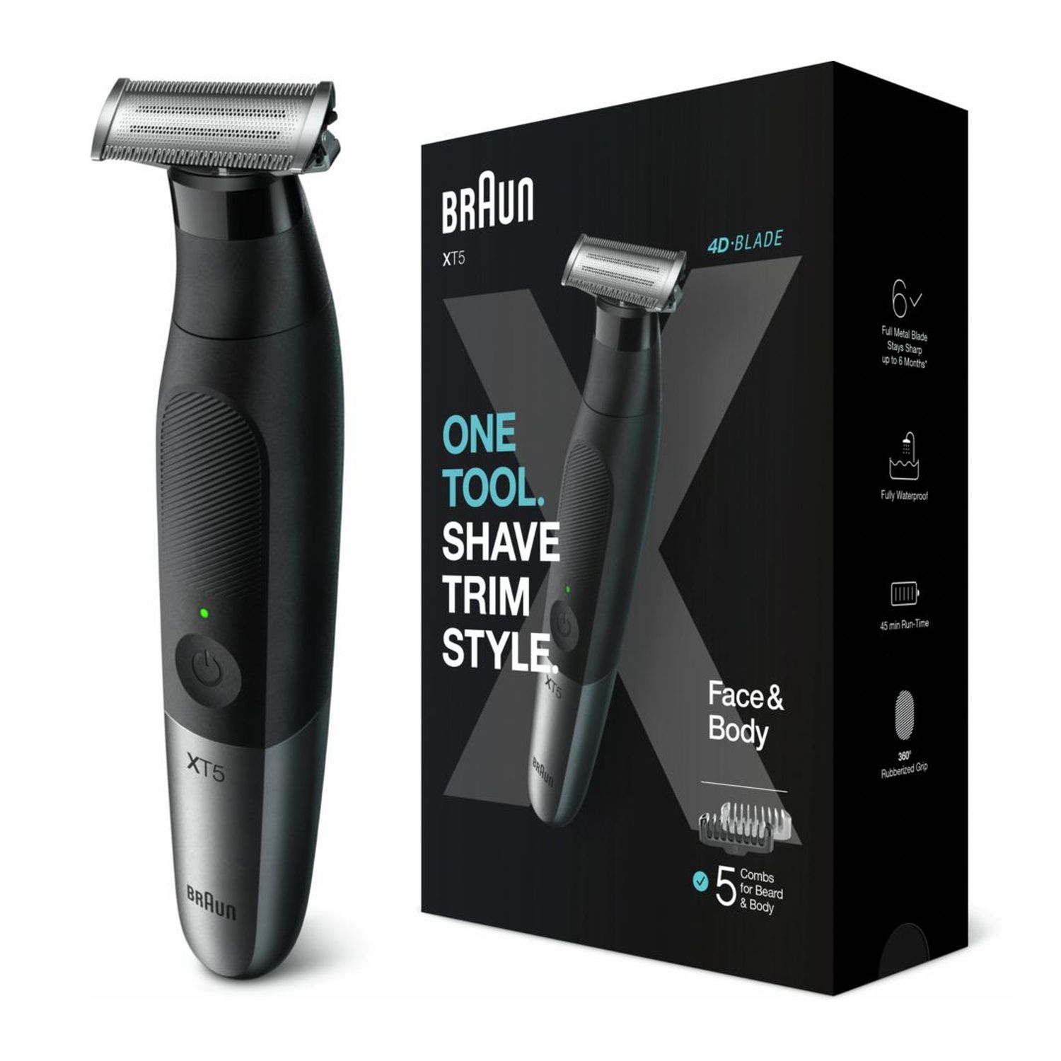 Voir la diapositive 4 : BRAUN Tondeuse visage et corps XT5100 - Noir