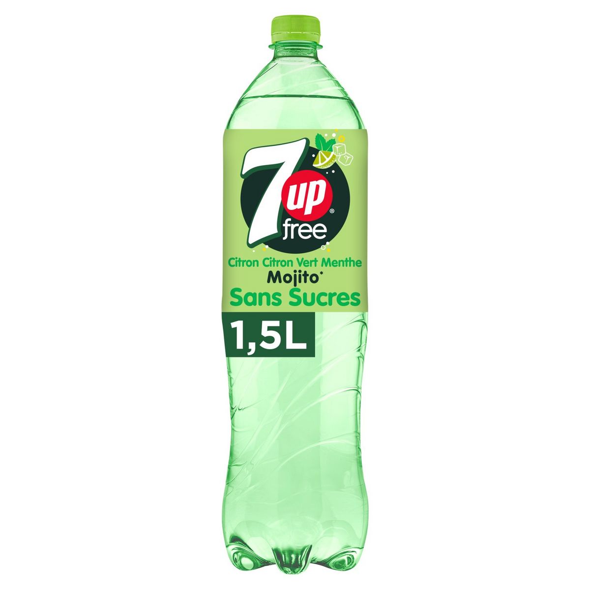 7UP Boisson gazeuse extraits de citron sans sucre arôme mojito 1,5l