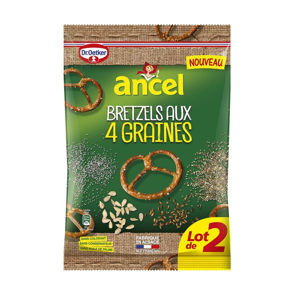 ANCEL Bretzels aux 4 graines lot de 2 2x125g