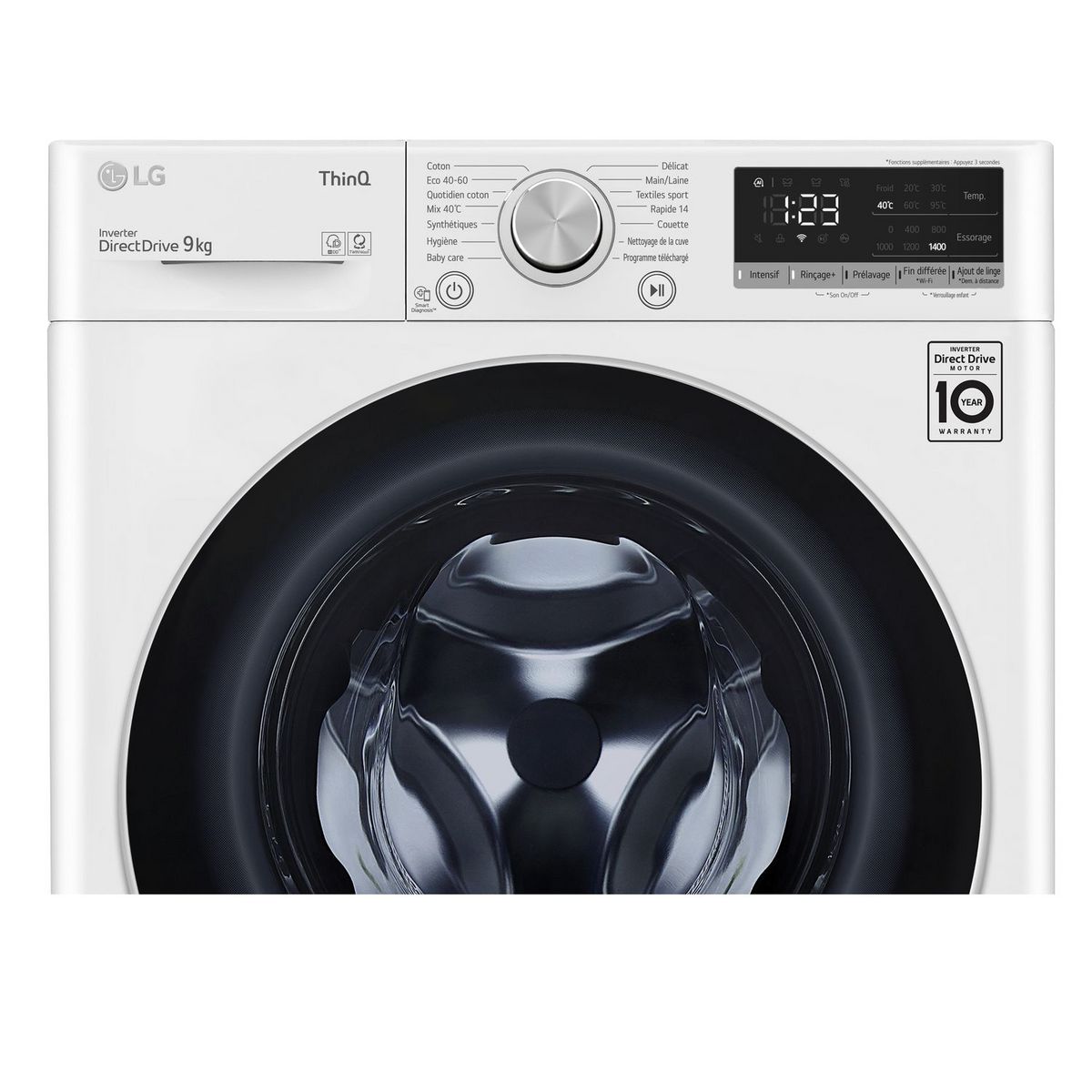 LG Lave linge hublot F94V41WH, 9 kg, 1400 T/min, B
