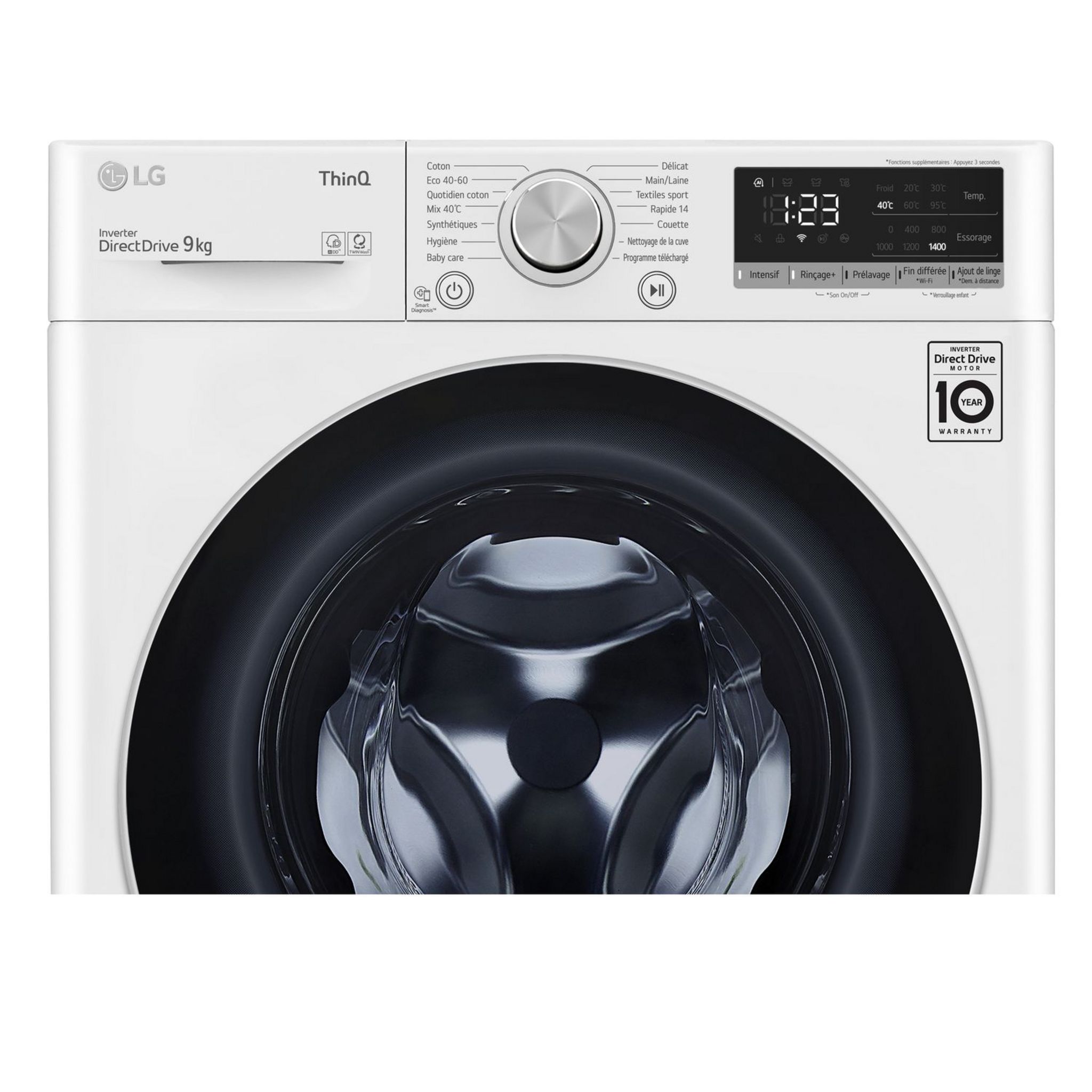 Voir la diapositive 5 : LG Lave linge hublot F94V41WH, 9 kg, 1400 T/min, B
