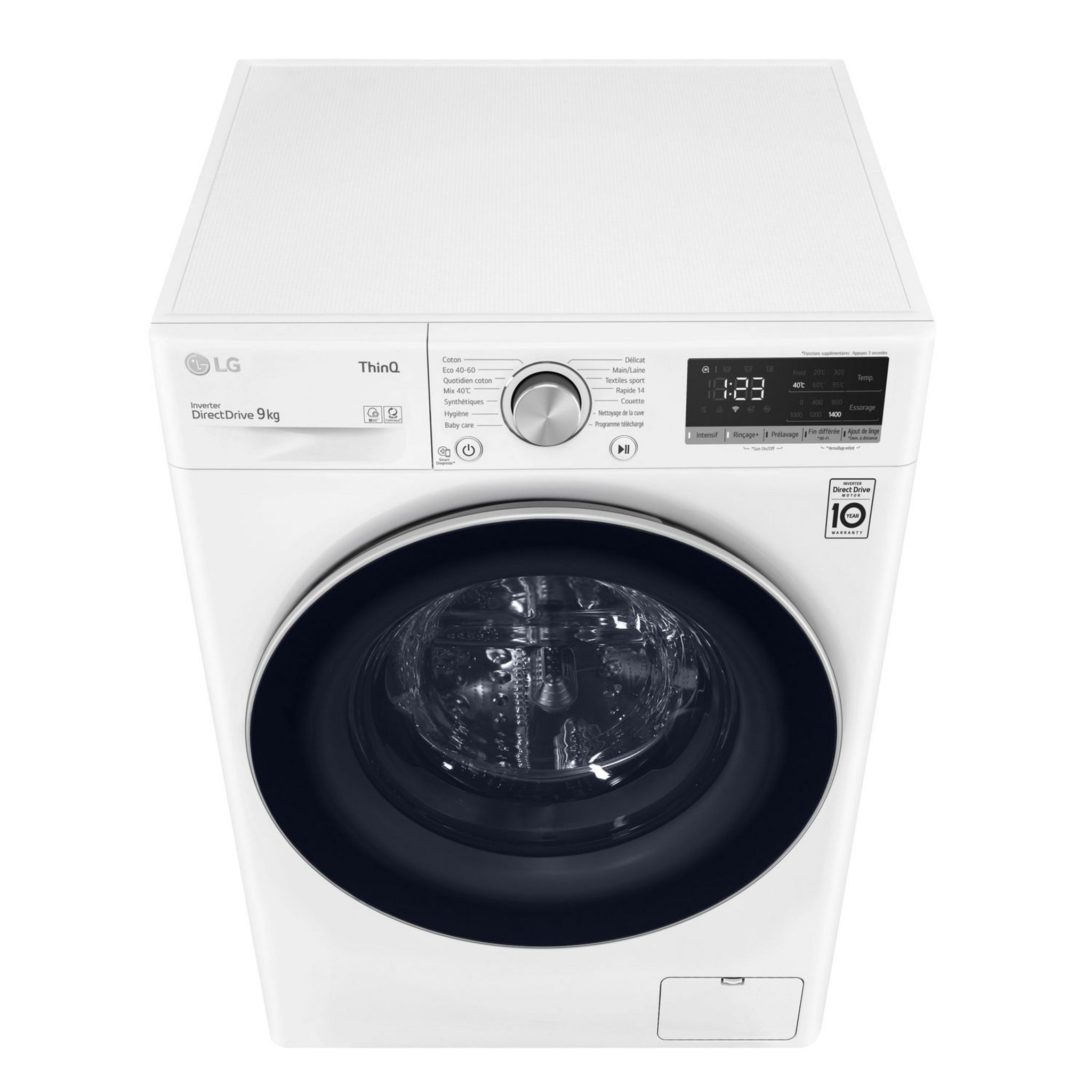 Voir la diapositive 2 : LG Lave linge hublot F94V41WH, 9 kg, 1400 T/min, B