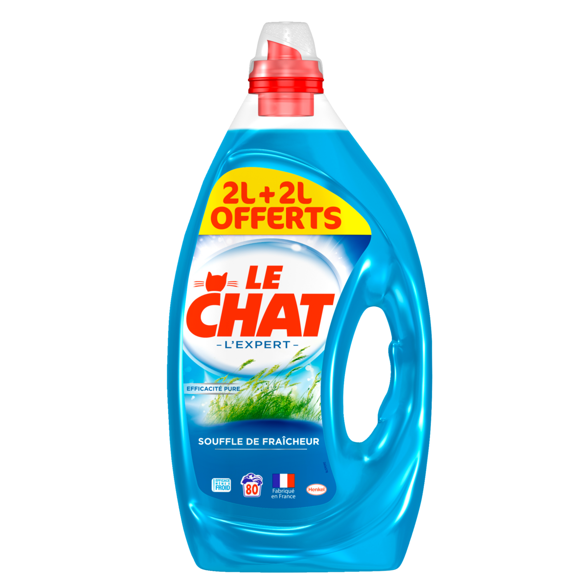 LE CHAT Lessive liquide souffle de fraîcheur 80 lavages 2l+2l offerts