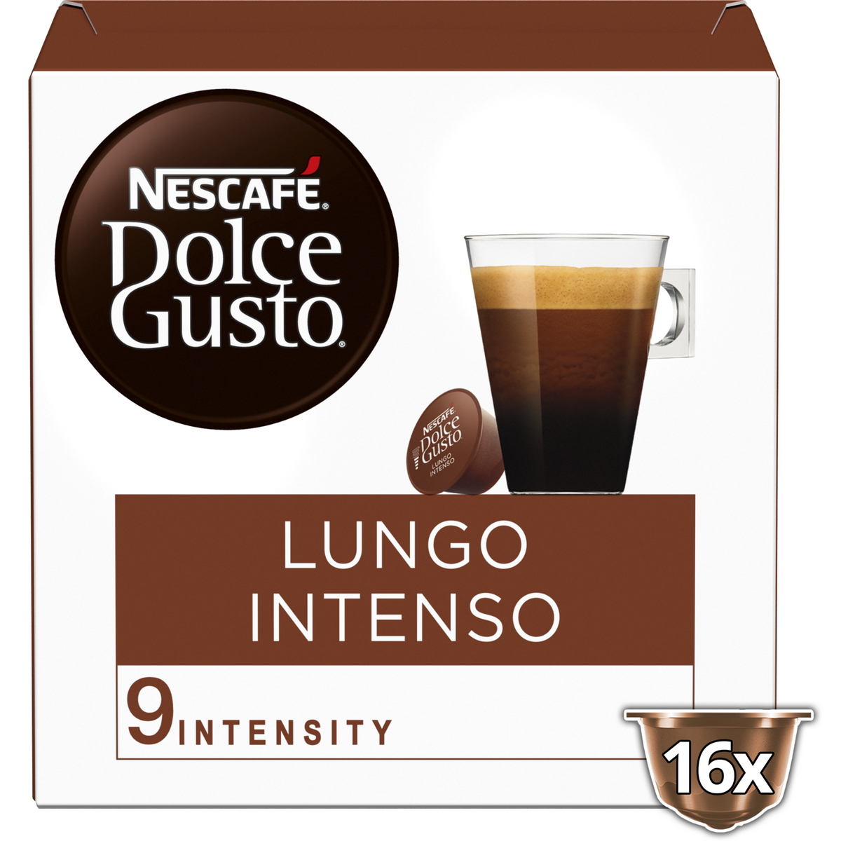 DOLCE GUSTO Capsules de café Lungo Intenso intensité 9 compatibles Dolce Gusto 16 capsules 144g