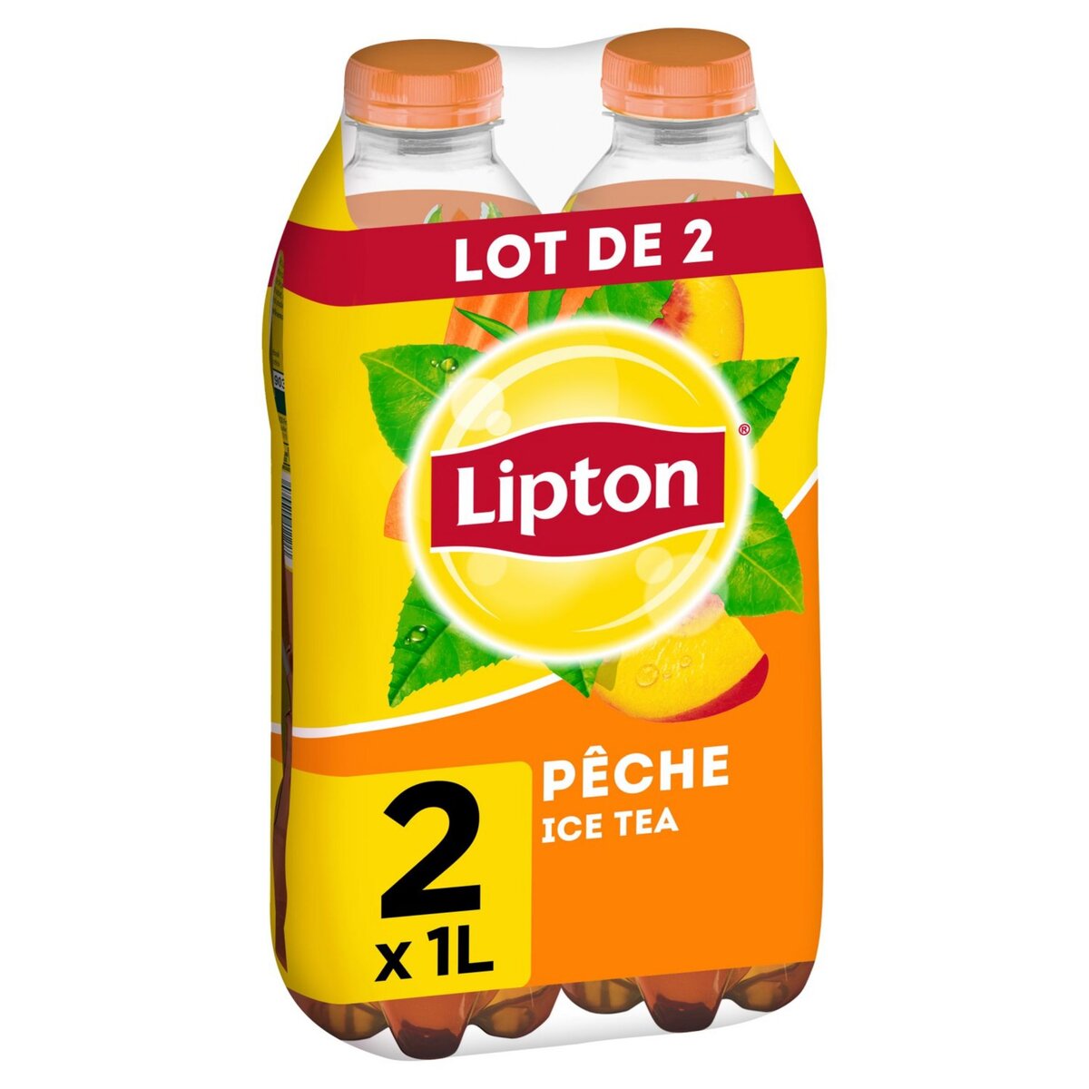 LIPTON Boisson à base de thé saveur pêche 2x1l