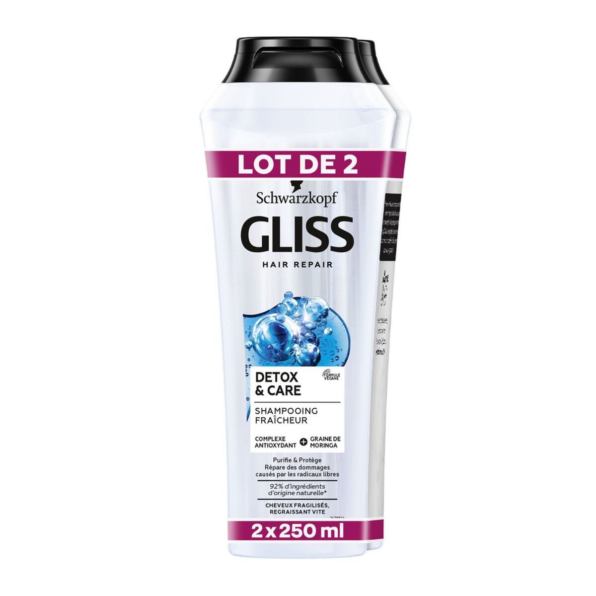 GLISS Detox et Care Shampoing fraicheur cheveux fragilisés régressant vite 250ml