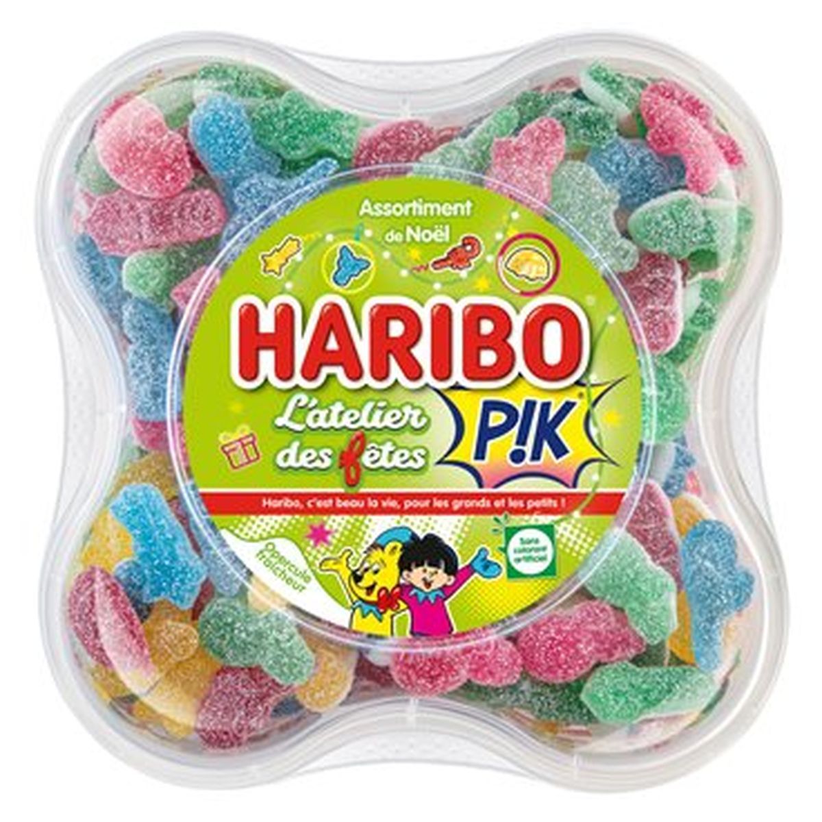 HARIBO Pik Assortiment de Noel bonbons acidifié 650g
