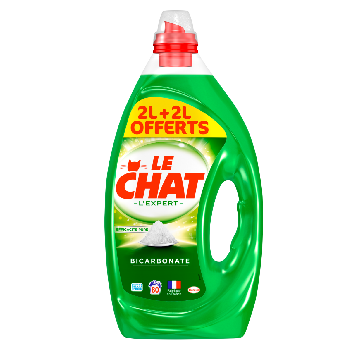 LE CHAT Lessive liquide au bicarbonate 80 lavages 2l+2l offert