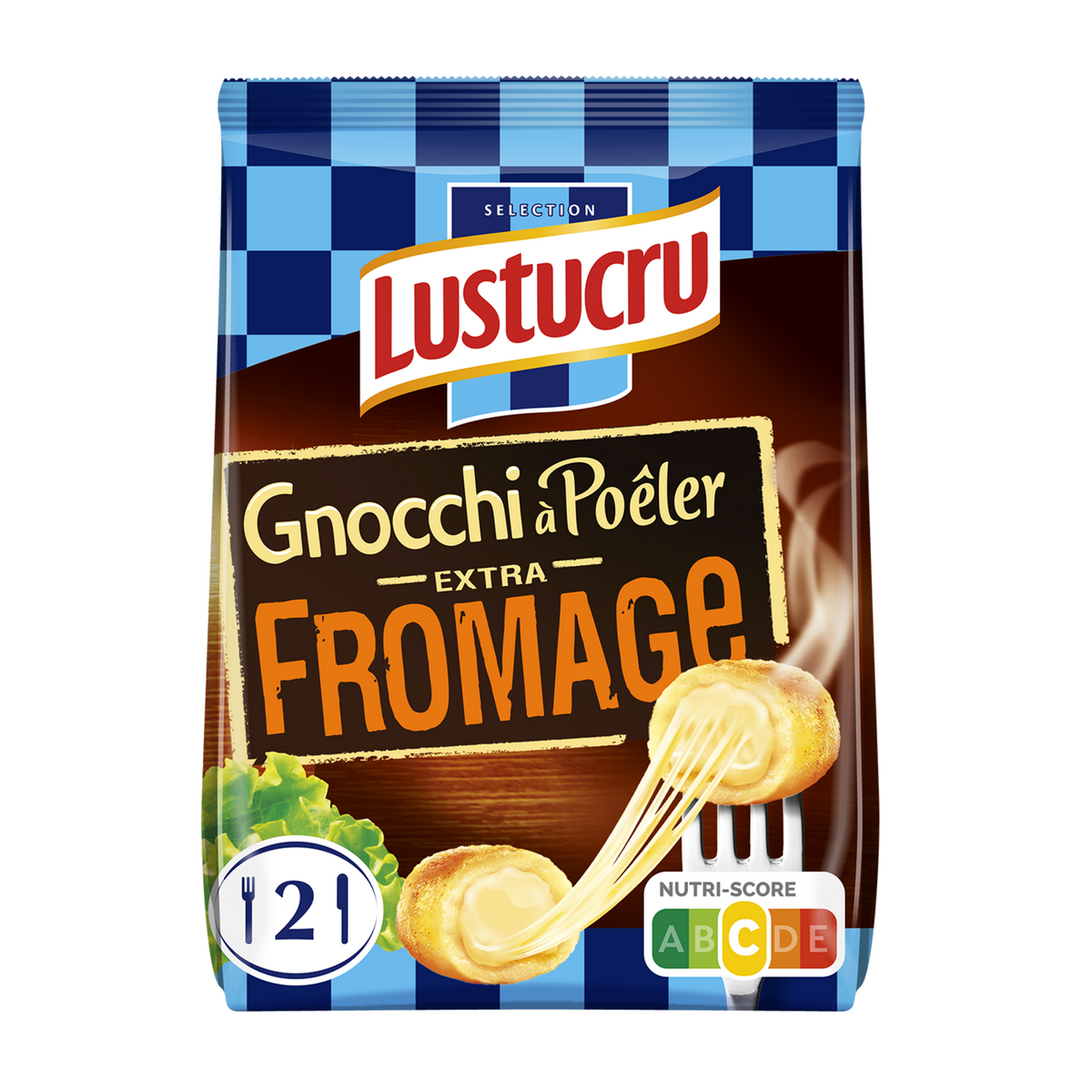 LUSTUCRU Gnocchi à Poêler Extra Fromage 2 portions 280g