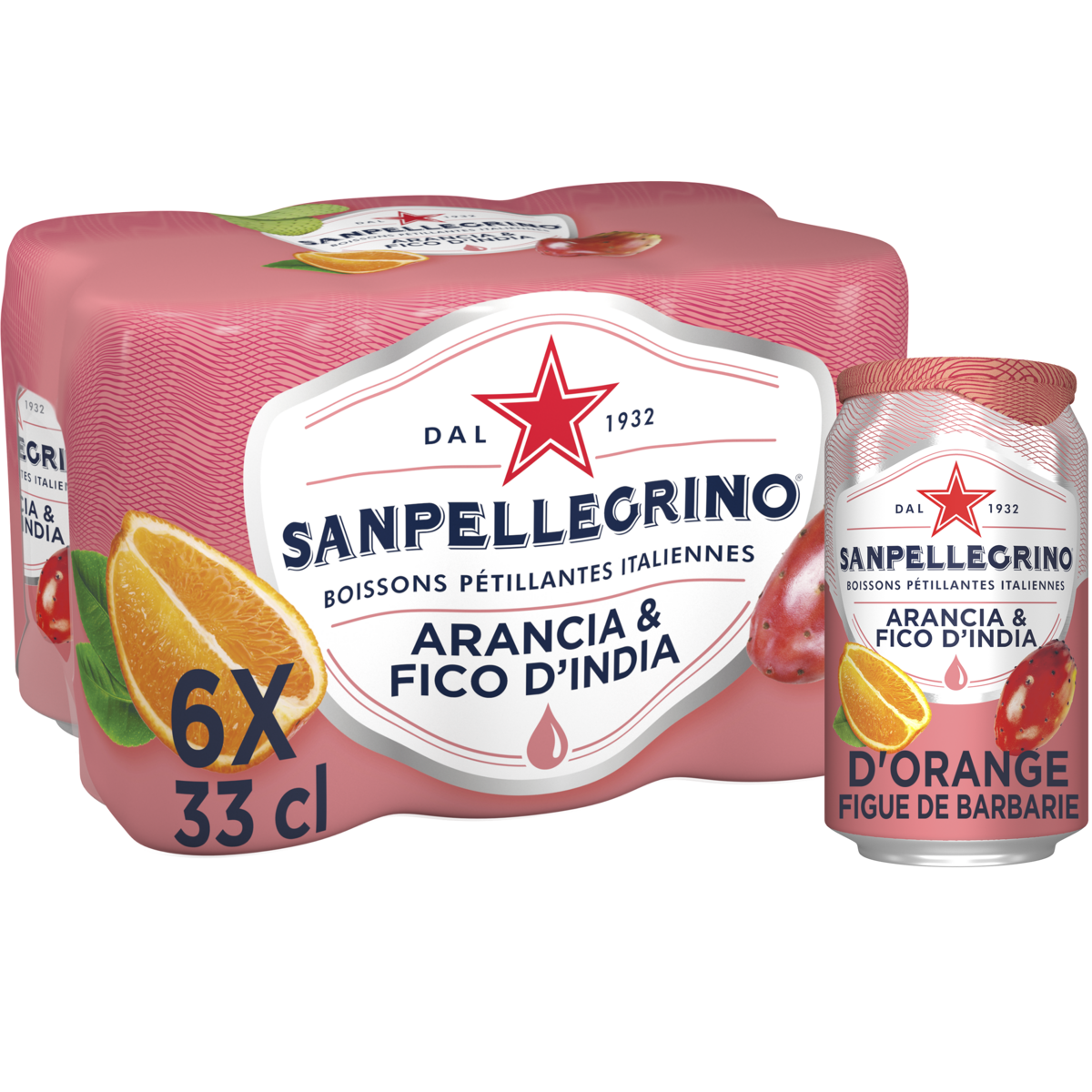 SAN PELLEGRINO Boisson pétillante arôme jus de figue orange boîtes 6x33cl