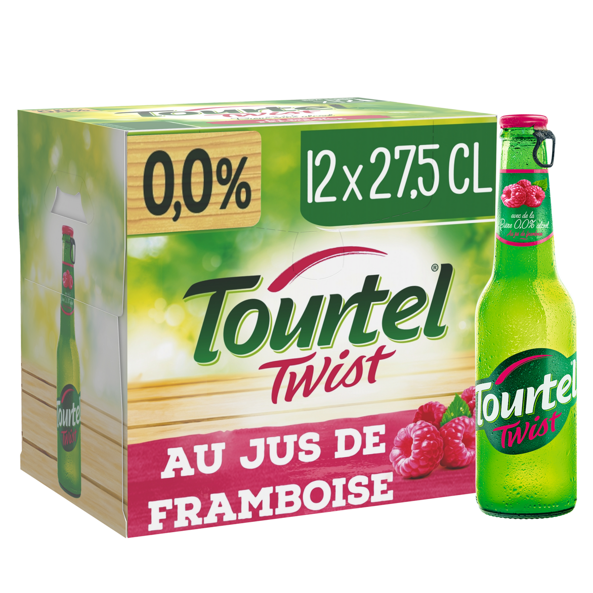 TOURTEL Bière Twist sans alcool à la framboise bouteilles 12x27,5cl pas cher Auchan.fr