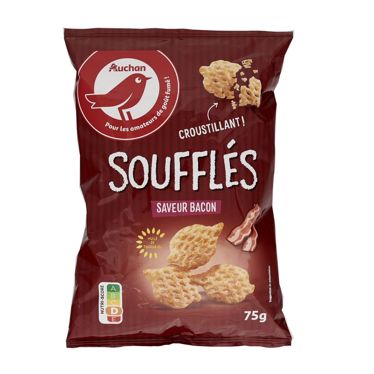 AUCHAN Biscuits soufflés saveur bacon 75g