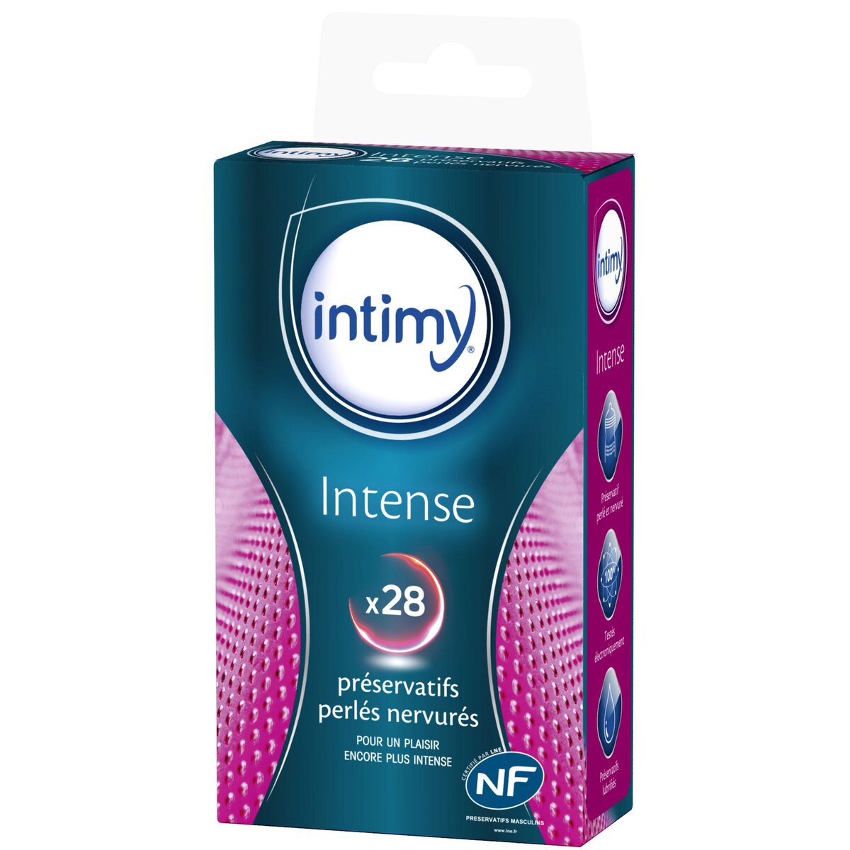 INTIMY Préservatifs intense perlés nervurés 28 préservatifs