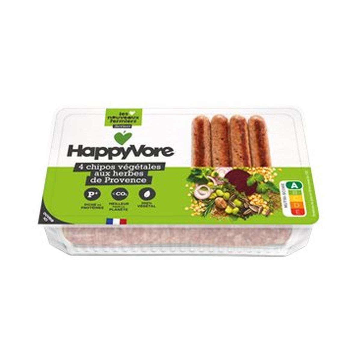LES NOUVEAUX FERMIERS Chipolatas végétales et gourmandes aux herbes de Provence 4 pièces 200g