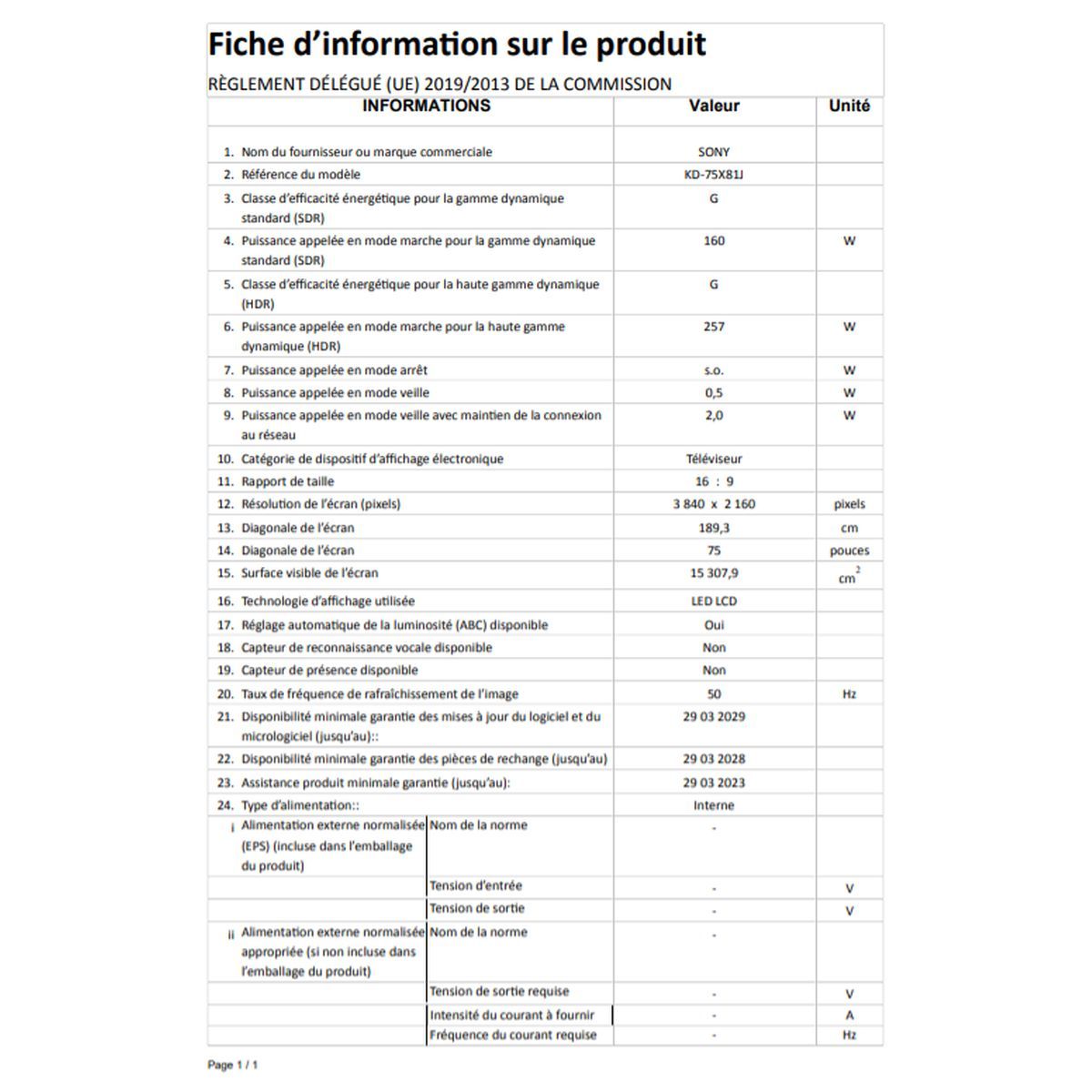 SONY KD75X81JAEP TV DLED 189 cm Google TV