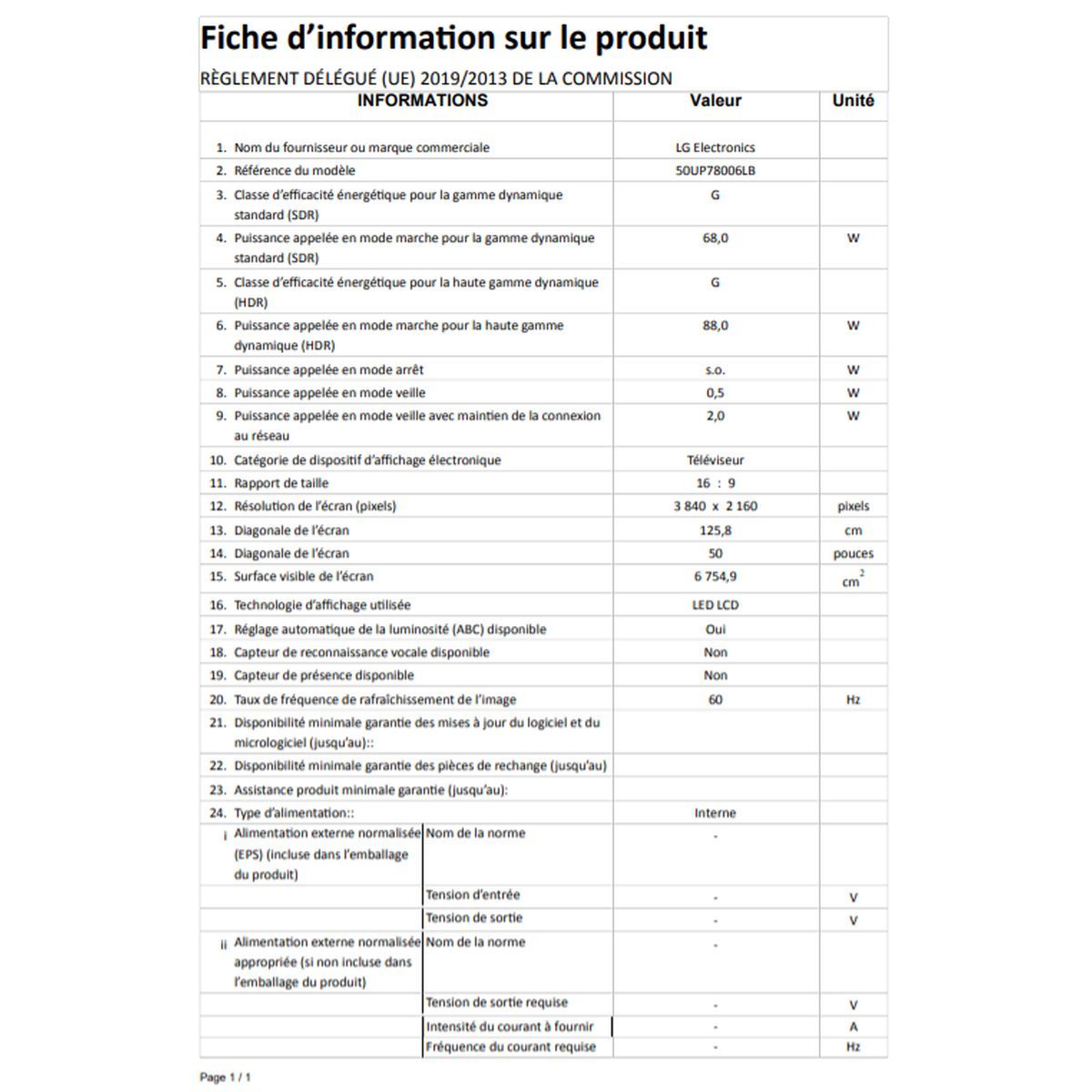 LG 50UP7800 TV LED 4K UHD 126 cm Smart TV 