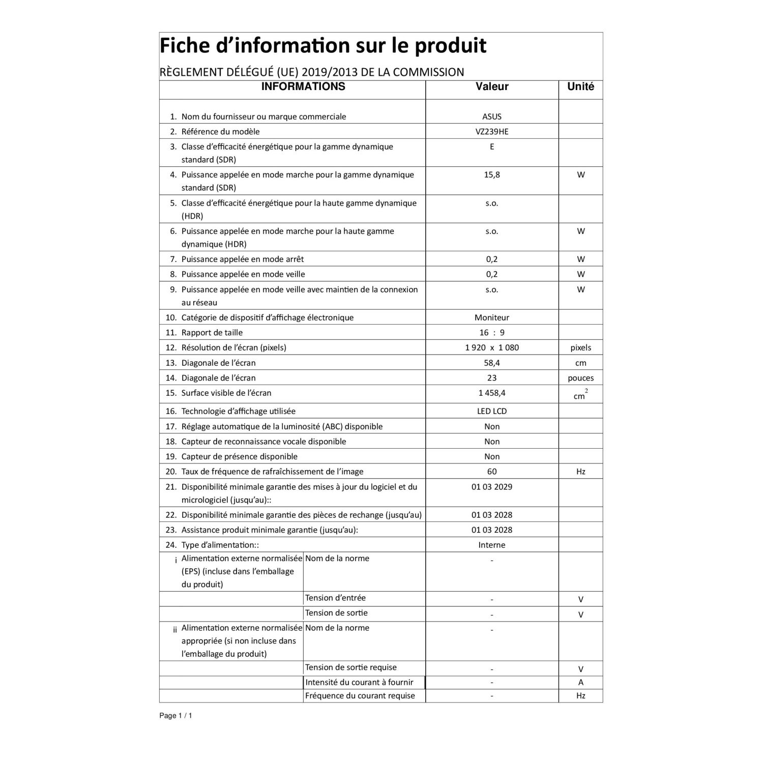 Voir la diapositive 9 : ASUS Ecran ordinateur VZ239HE -Noir