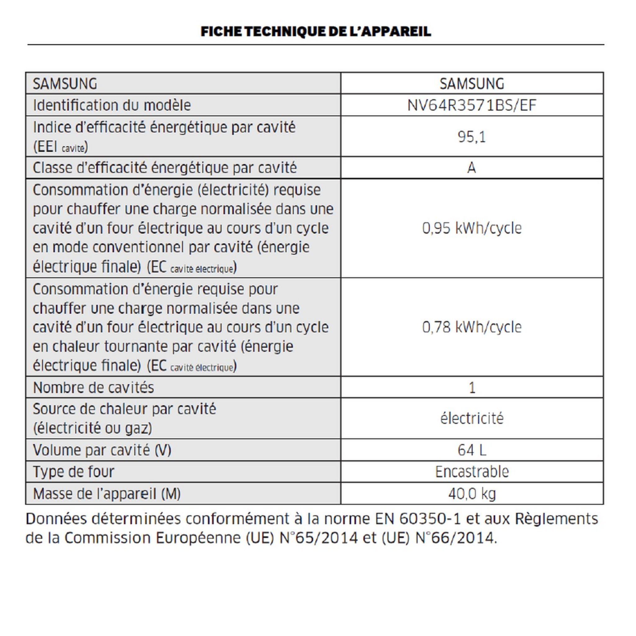 Voir la diapositive 9 : SAMSUNG Four encastrable NV64R3571BS, 64 L, Multifonction, Chaleur pulsée, Nettoyage pyrolyse, 2 cavités indépendantes