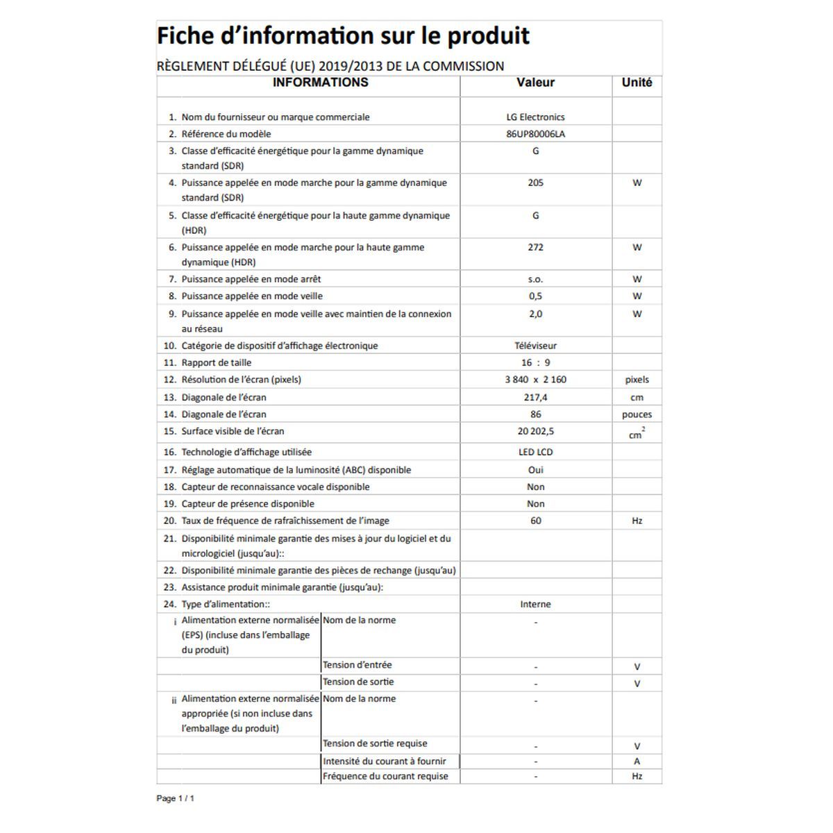 LG 86UP8000 TV LED 4K UHD 217 cm Smart TV