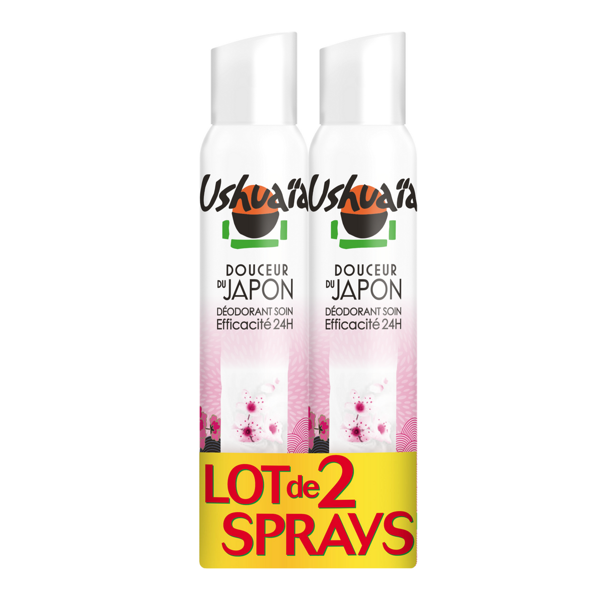 USHUAIA Déodorant soin spray douceur du Japon efficacité 24h 2x200ml