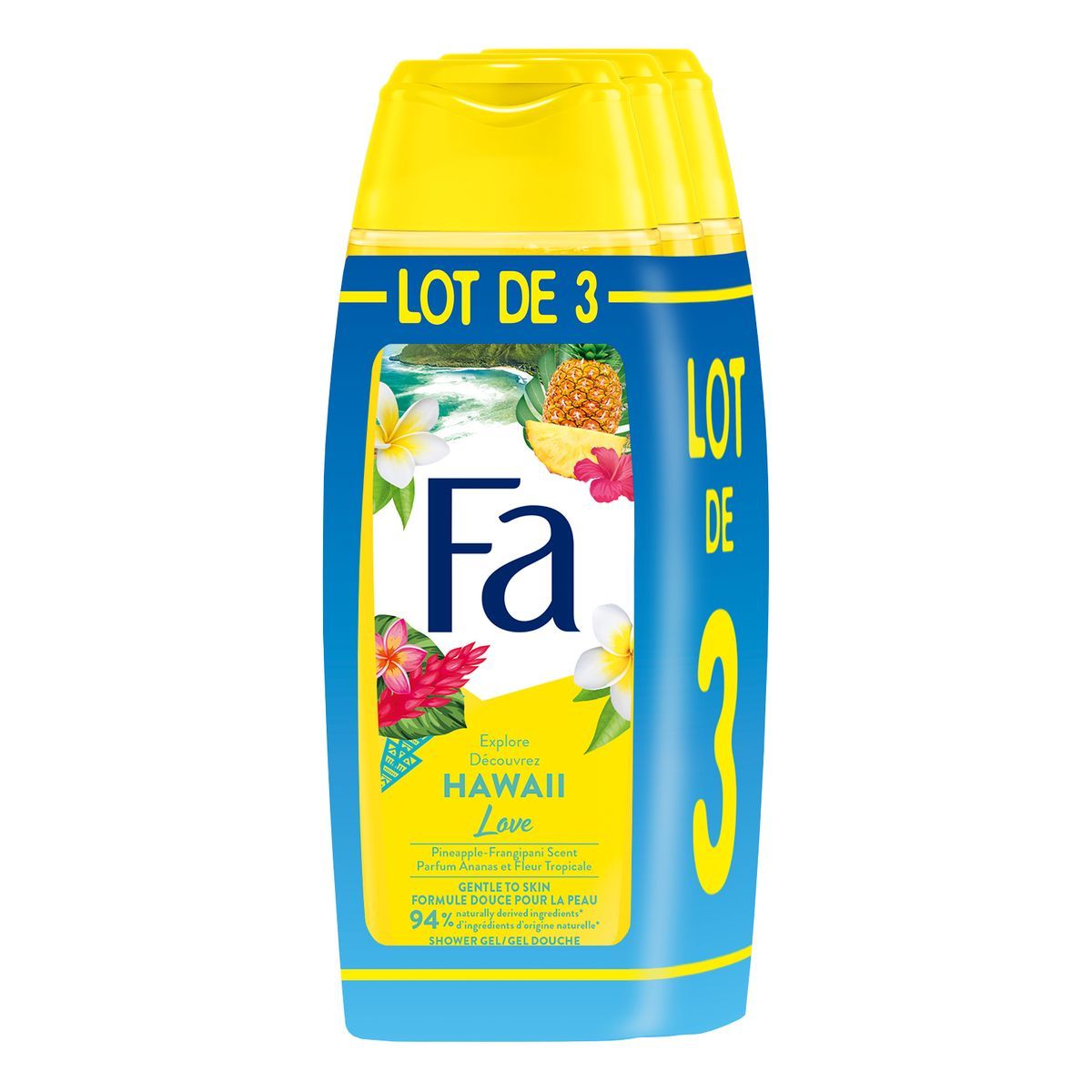 FA Gel douche Hawaï love ananas fleur tropicale 3x250ml