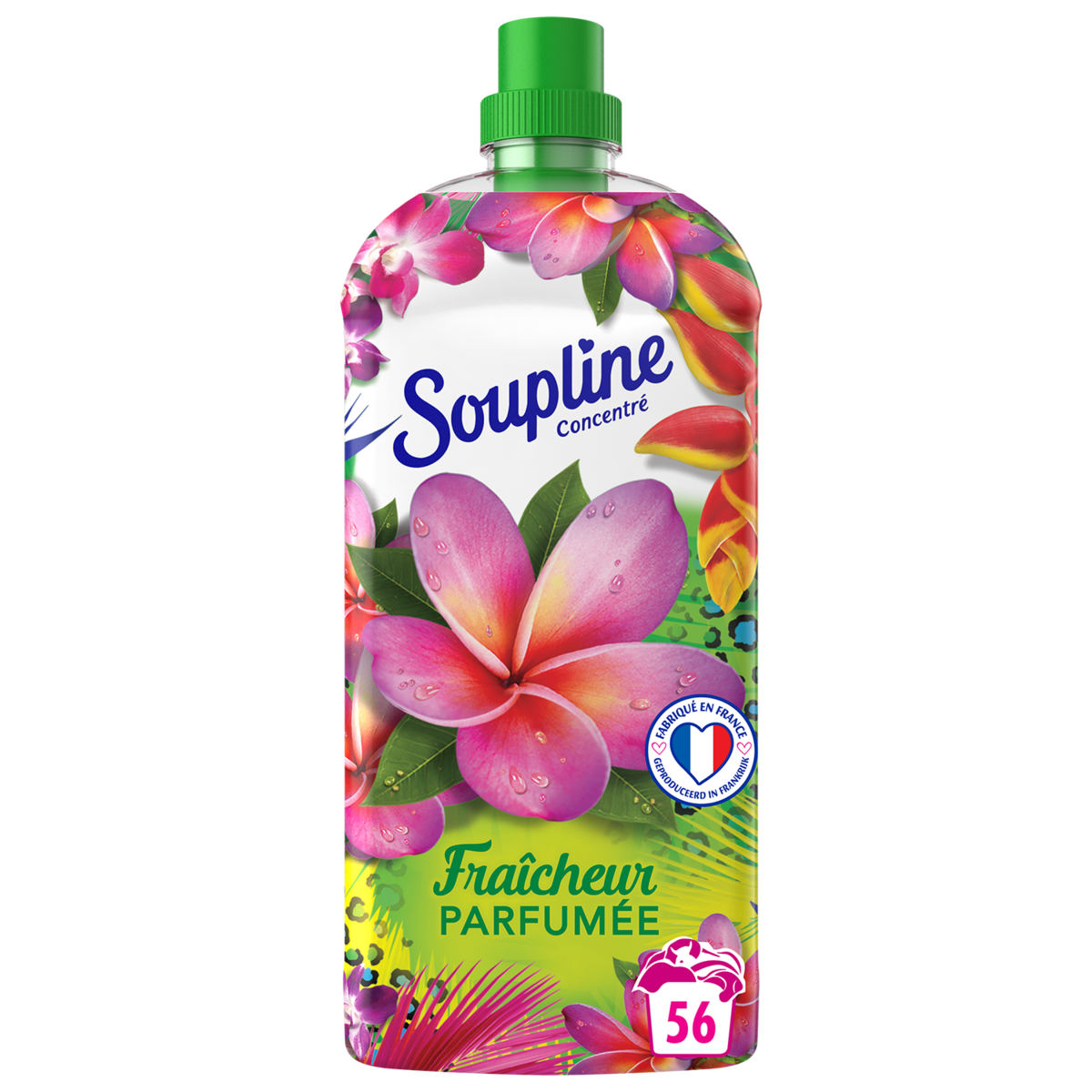 SOUPLINE Adoucissant concentré fraîcheur parfumée 56 lavages 1,2l