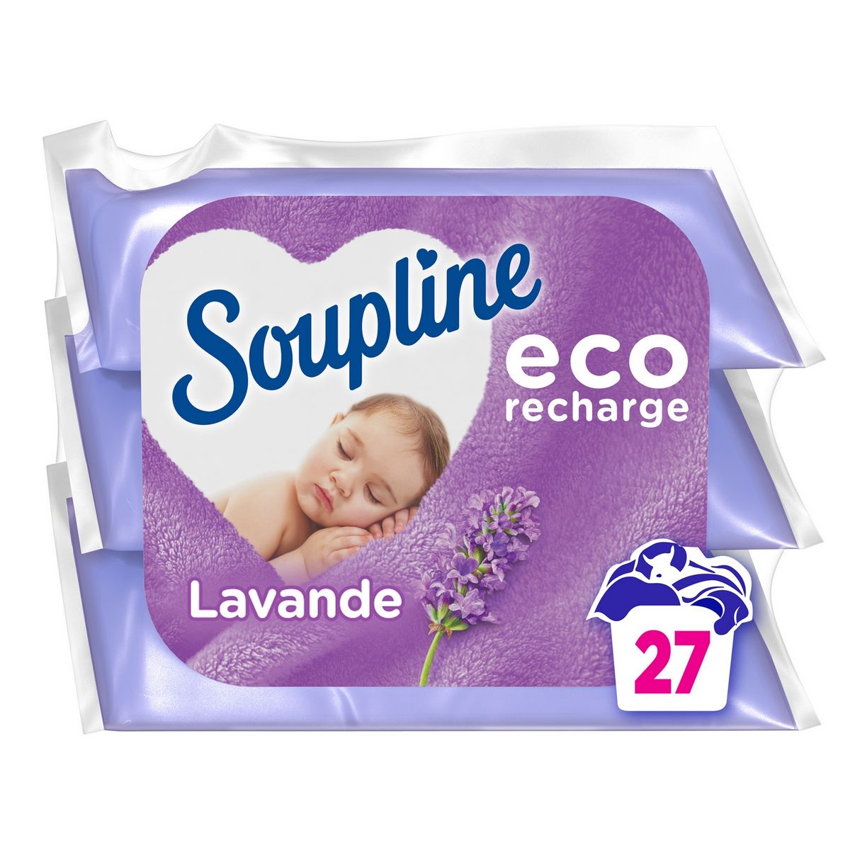 SOUPLINE Eco recharge adoucissant lavande 27 lavages 3x200ml