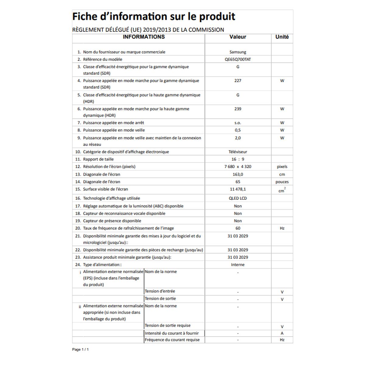 Voir la diapositive 15 : SAMSUNG QE65Q700TATXXC TV QLED 8K UHD 163 cm Smart TV 