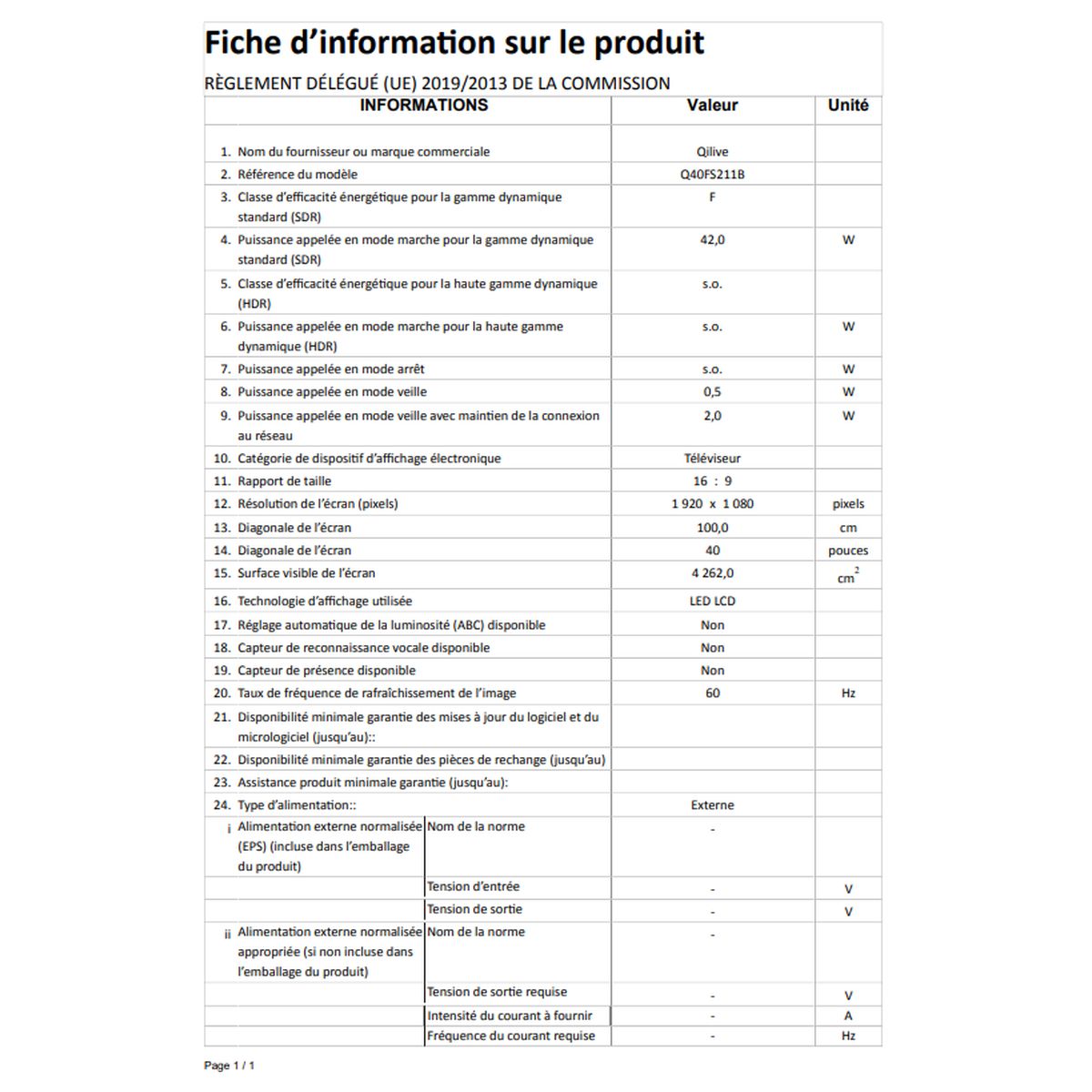 Voir la diapositive 6 : QILIVE Q40FS211B TV DLED FULL HD 100 cm Smart TV 