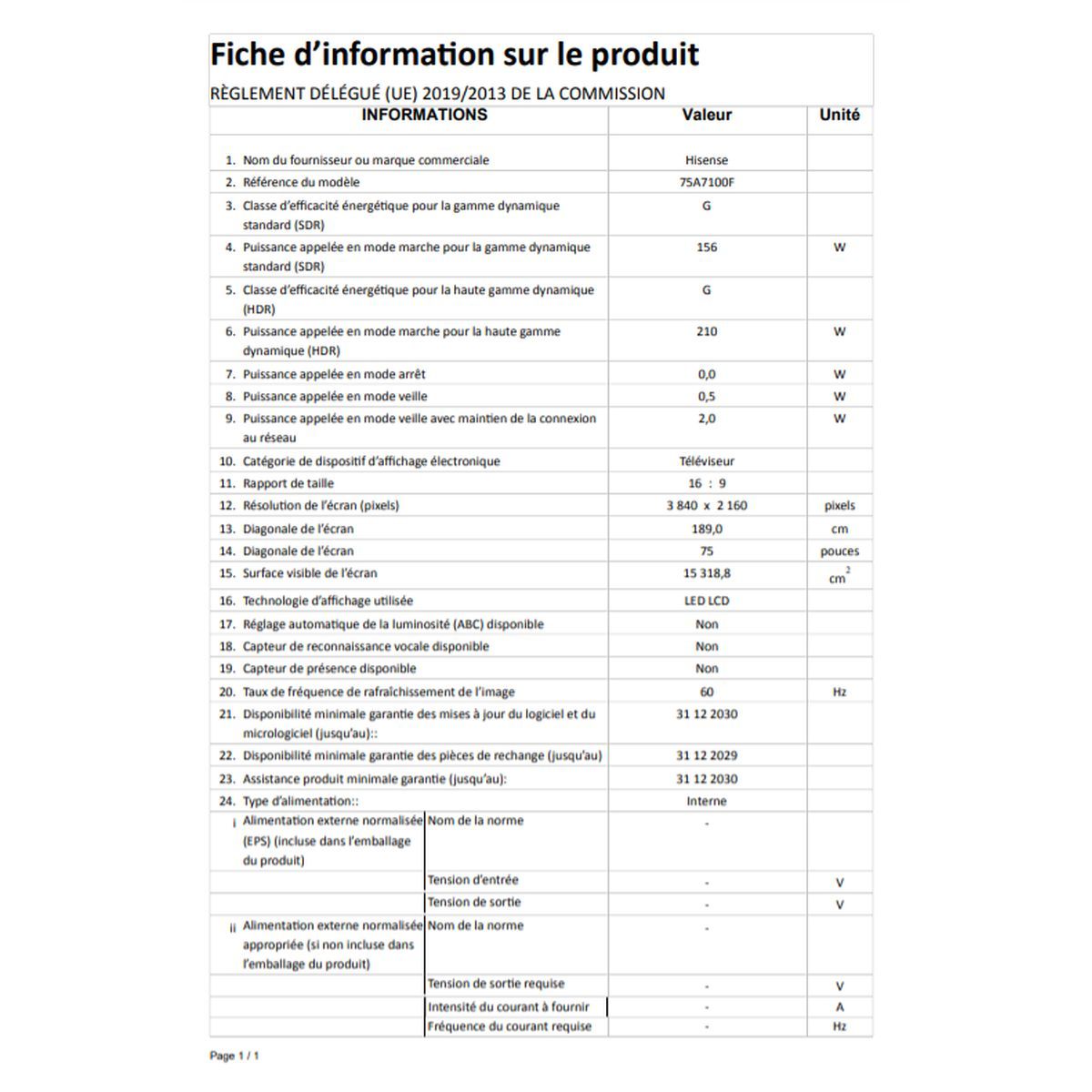 HISENSE 75A7100 TV DLED 4K Ultra HD 190 cm Smart TV