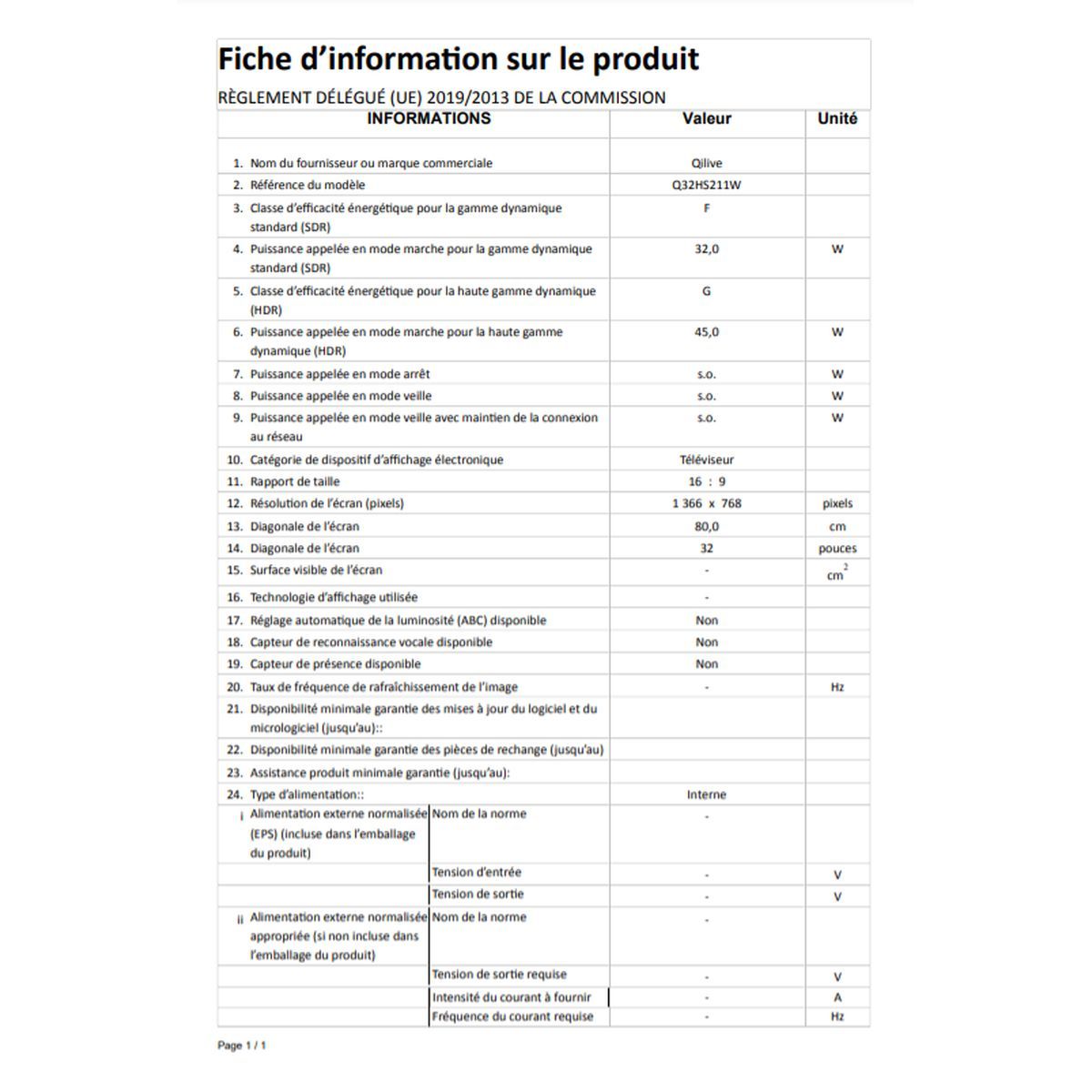 QILIVE Q32HS211W TV LED HD 80 cm Smart TV