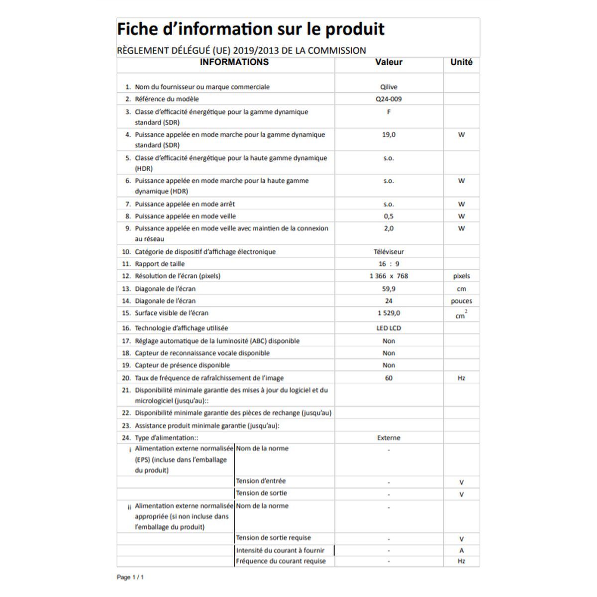 QILIVE Q24-009SMART TV LED HD 60 cm Smart TV