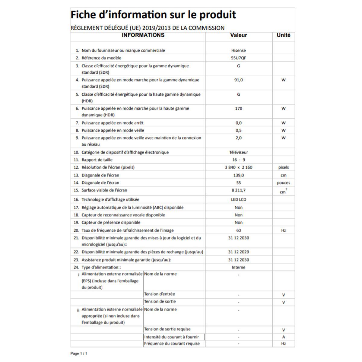 HISENSE 55U7QF TV QLED 4K Ultra HD 139 cm Smart TV 