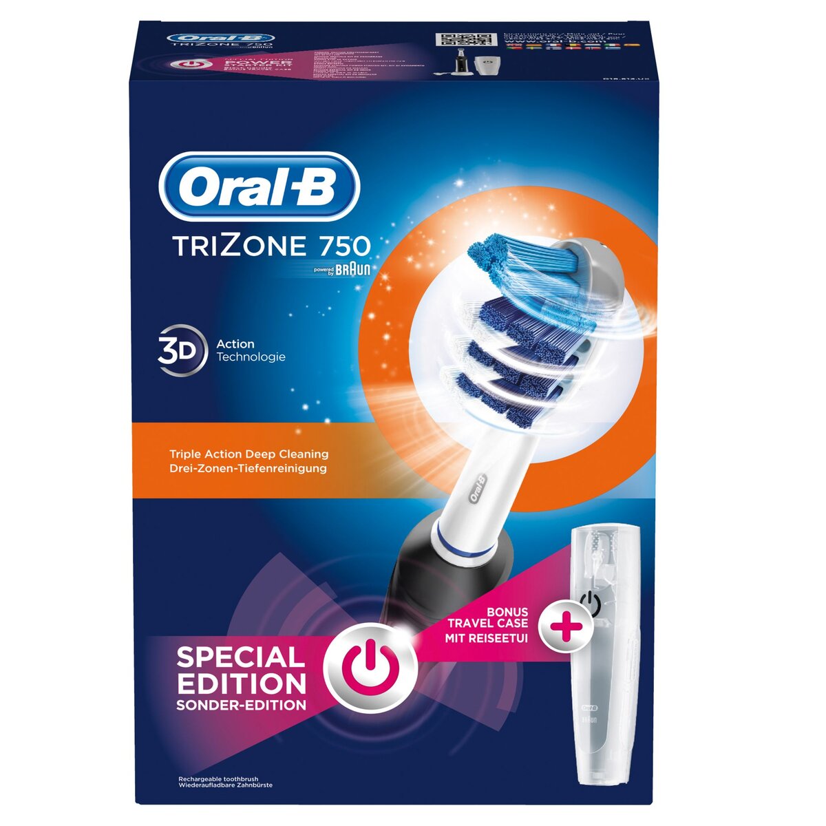 ORAL-B Brosse à dent Pro 750 Noire Trizone + étui