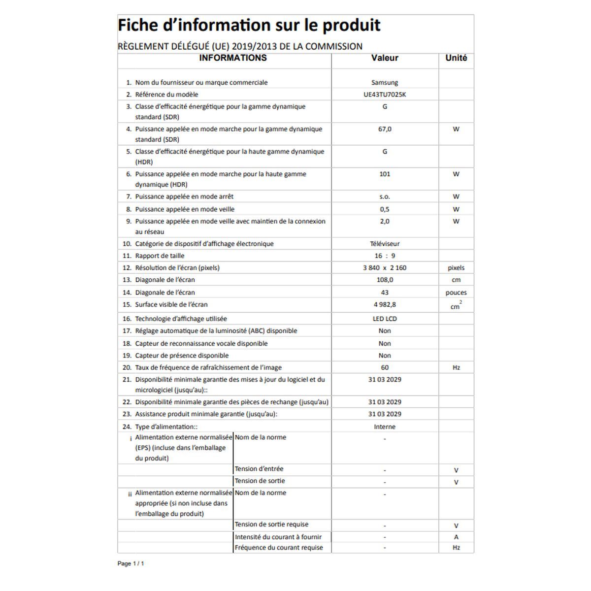 SAMSUNG UE43TU7025KXXC TV 4K Crystal UHD 108 cm Smart TV